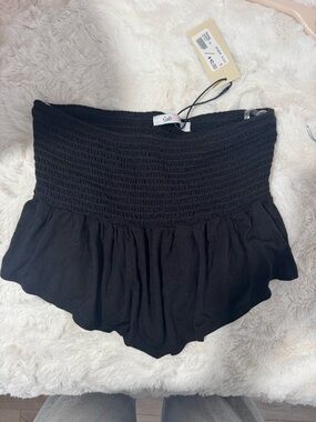 Black Smocked Ruffle Women’s Shorts